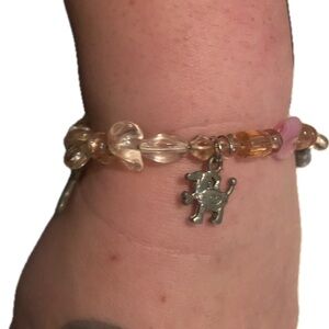 Delicate Pink & Peach Beaded Charm Bracelet